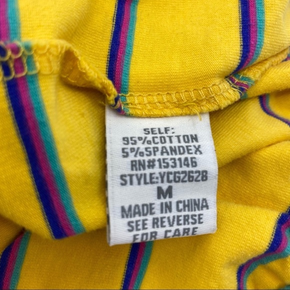 Good Luck Gem Striped Off Shoulder Gold Yellow Crop Top Size Medium New with Tag - Picture 10 of 11